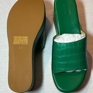 Green Slide Sandals